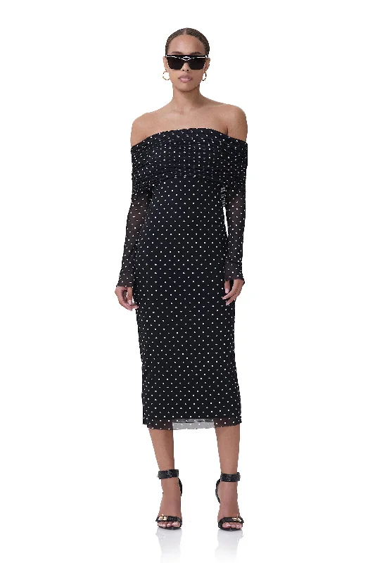 Cornelia Midi Dress - Noir Dot