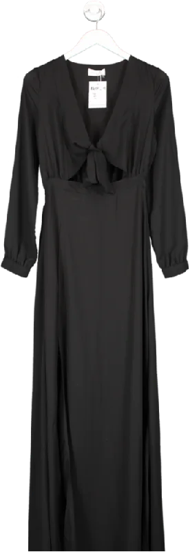 Kirens Black Tie Front Maxi Dress UK S