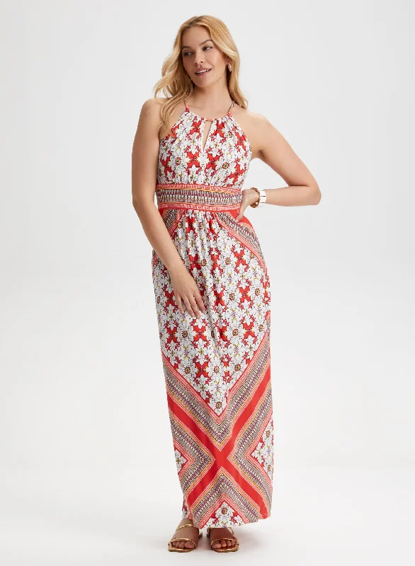 Mixed Print Maxi Dress