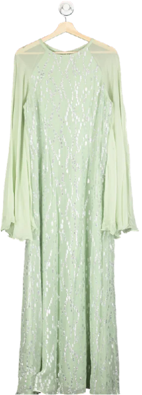 Anthropologie Payal Jain Mint Green Sequin Embellished Maxi Dress Size 14