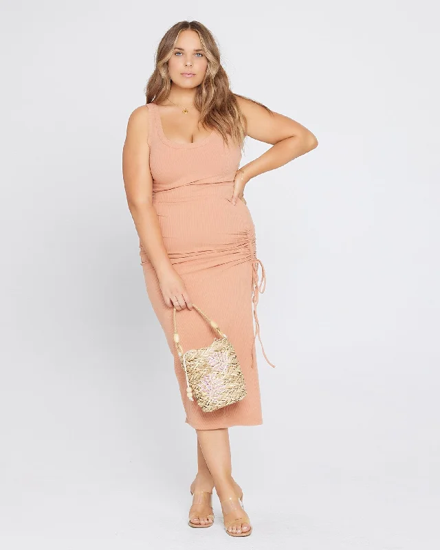 Sandpiper Ribbed Midi Dress - Putty