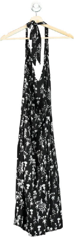 Trendyol Black Floral Halter Maxi Dress UK 4