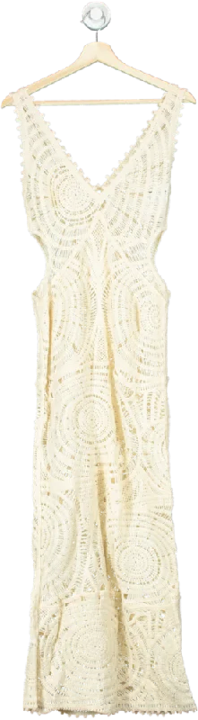 Beige Crochet Pattern Maxi Dress UK One Size