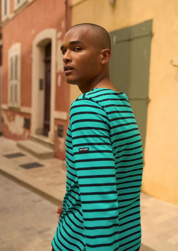 MINQUIERS MODERN - Authentic Breton Stripe Shirt | Soft Cotton | Men Fit (ABSINTHE GREEN / BLACK)