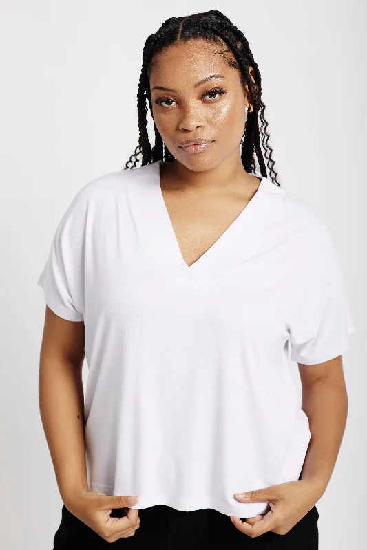 The Ultimate V Neck Viscose Basic in White