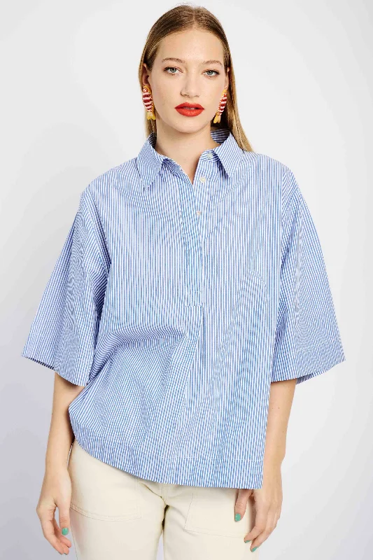 The Perfect Boxy Shirt in Blue Stripe