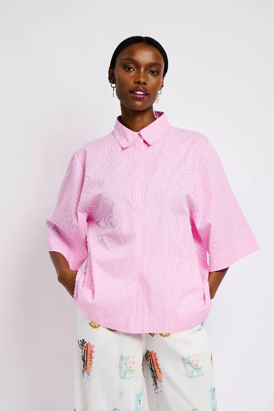 The Perfect Boxy Shirt in Pink Stripe