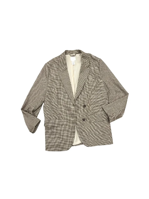 Blazer By H&m In Brown & Cream, Size: M