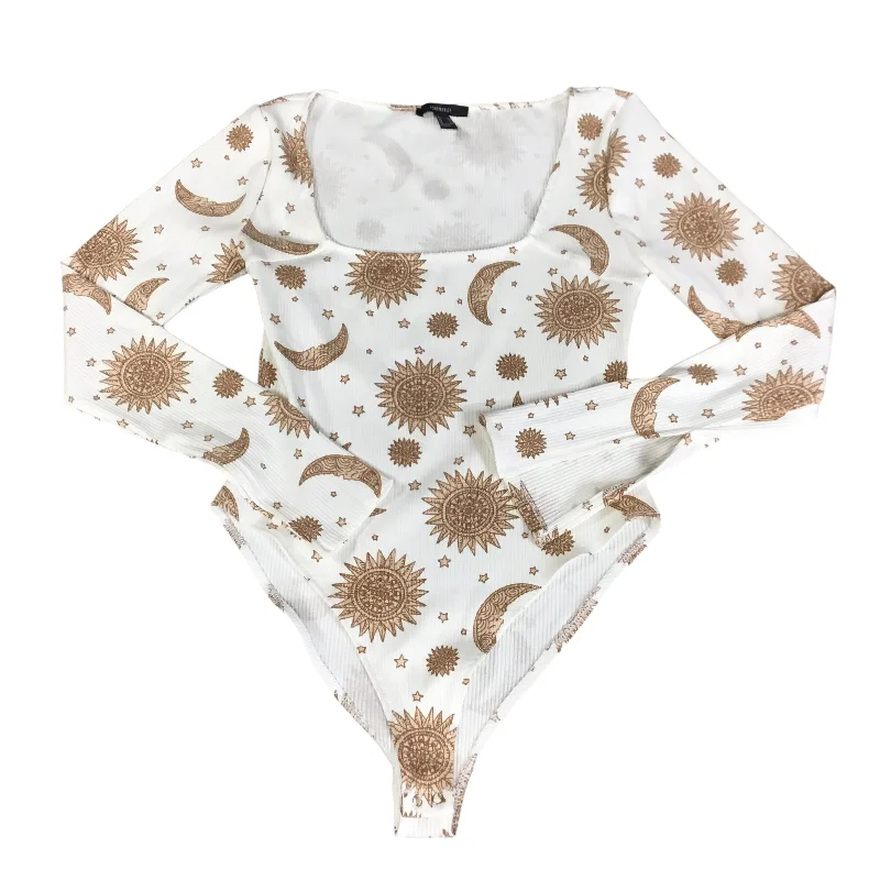 Bodysuit By Forever 21 In Tan & White, Size: Xl