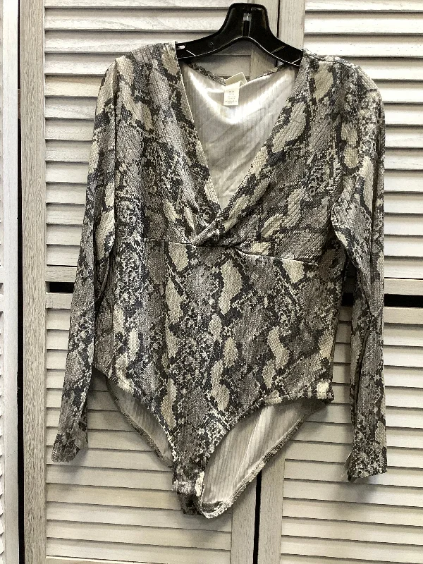 Bodysuit By H&m In Snakeskin Print, Size: Xl