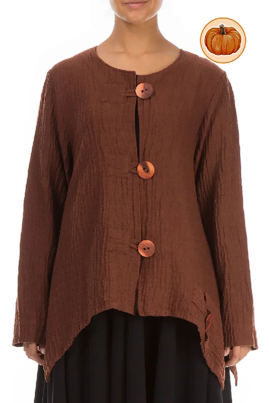 Buttoned Brown Wool Jacket