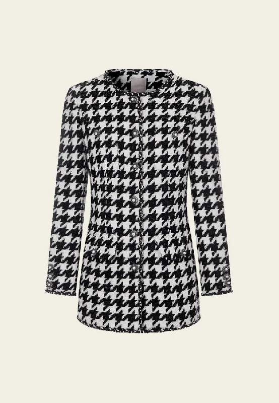 Embellished Black-and-white Houndstooth Jacket