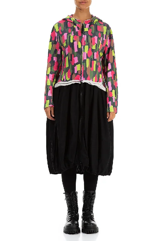 Hooded Paint Mosaic Cotton Jacket Dress