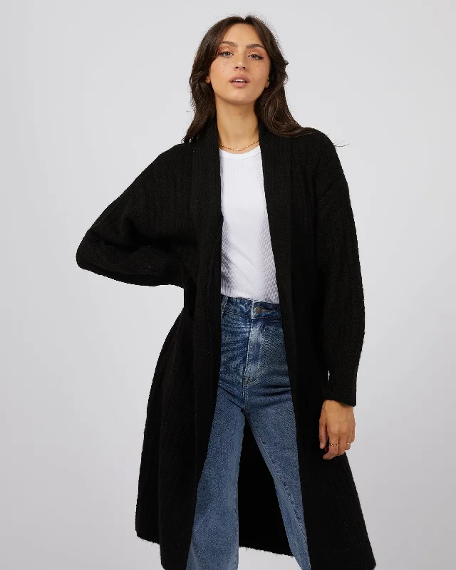 All About Eve Serena Long Line Cardigan Black