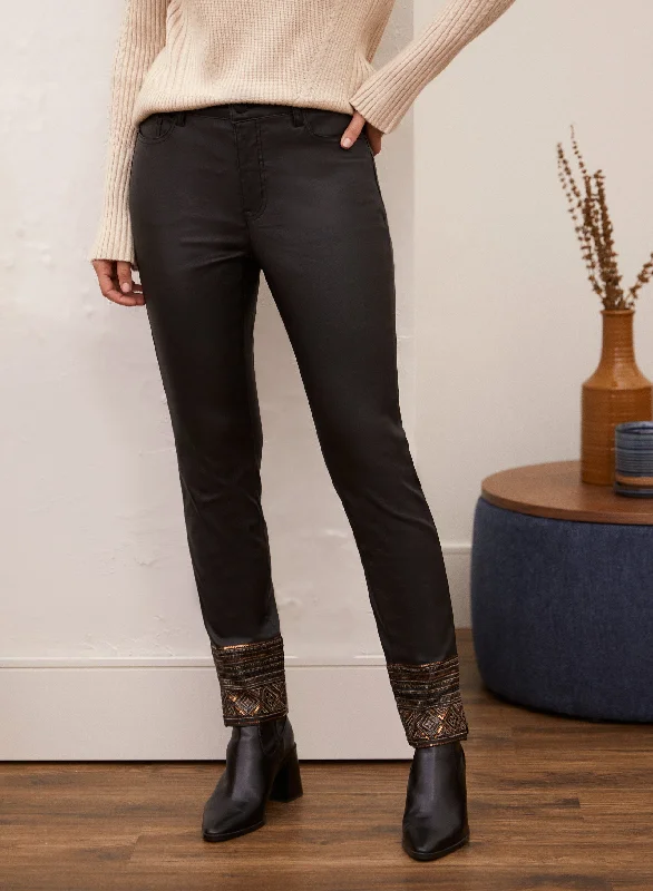 Coated Slim Leg Jeans