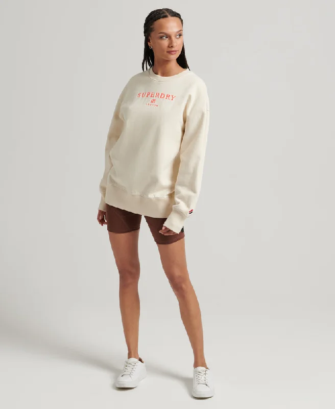 Code Heraldry Oversized Crew Sweatshirt | Rice White