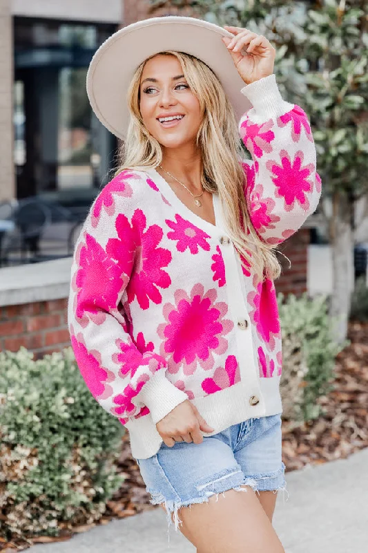 Everything I Love Cream And Pink Floral Cardigan  FINAL SALE