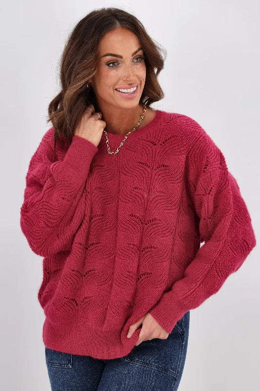 Shine On Label Marisol Pointelle Jumper Claret