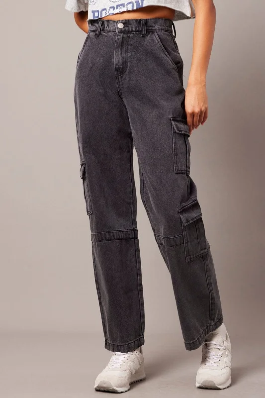 Grey Cargo Jean Wide Leg