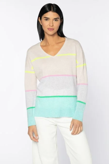 Kinross Cashmere Striped Easy Vee