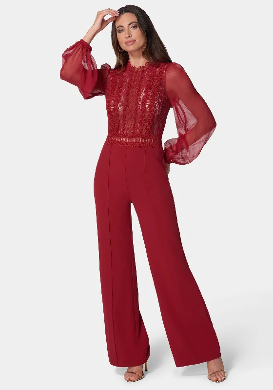 Lace Top Straight Leg Jumpsuit