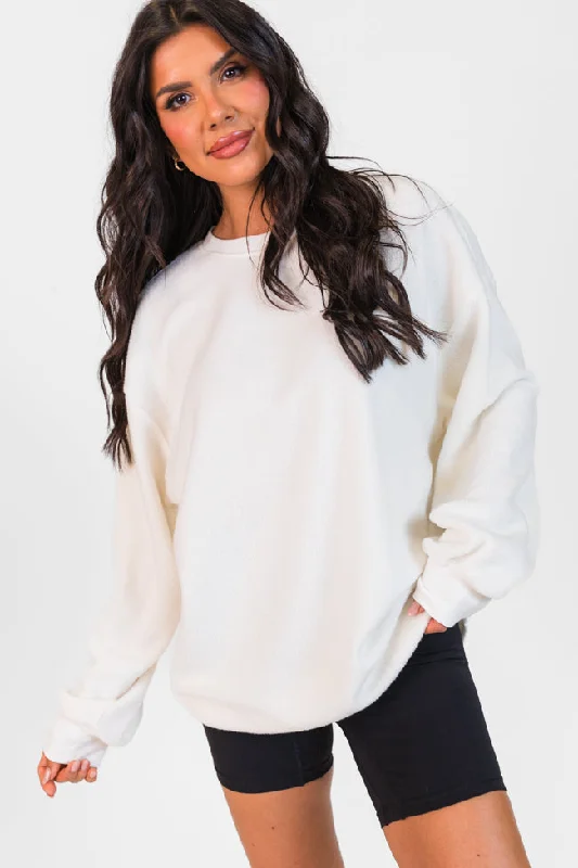 Peak To Peak Cream Brushed Pullover