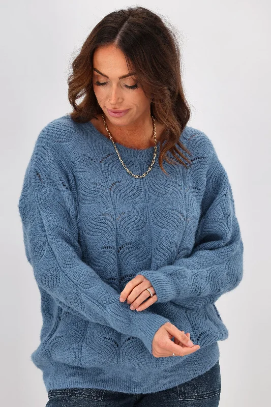 Shine On Label Marisol Pointelle Jumper Blue