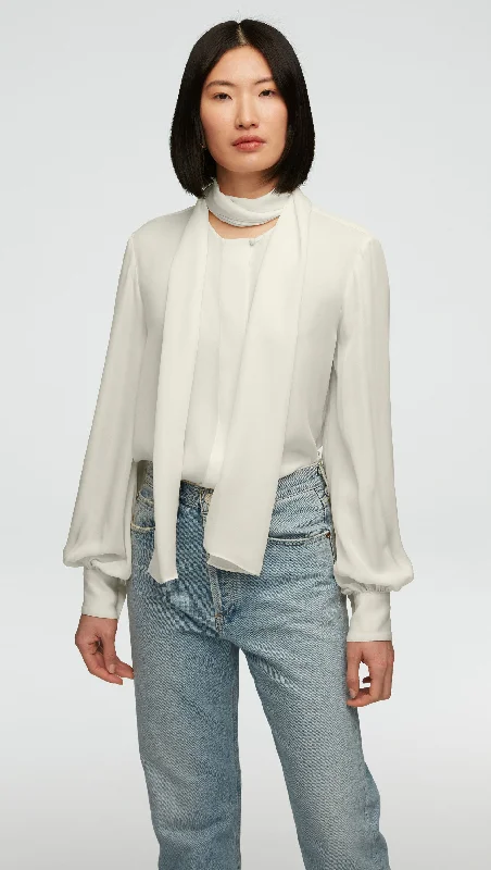 Bow Blouse in Double Georgette | Ivory