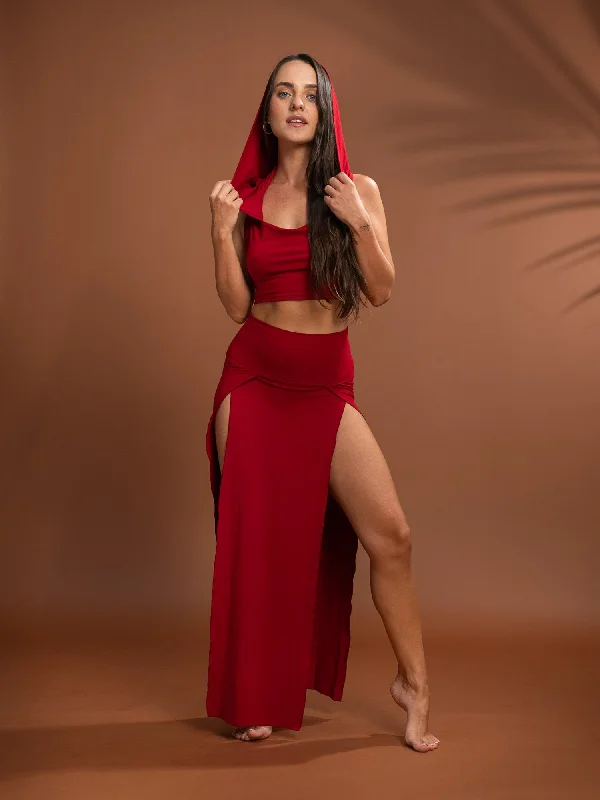 Priestess Hood Top - Crimson Red