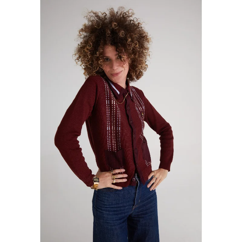 Gabicci Vintage x Modfather Clothing - Women's Exclusive Yardi Cardi Cabernet - Polo Knit