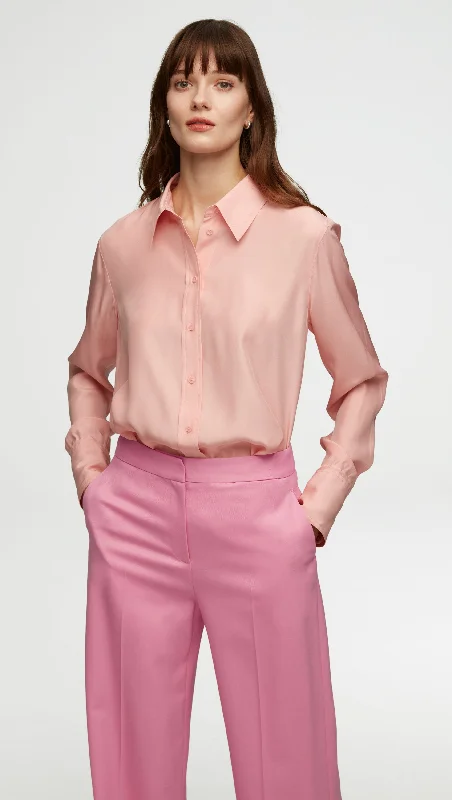 Slim Blouse in Matte-side Silk Charmeuse | Pale Pink