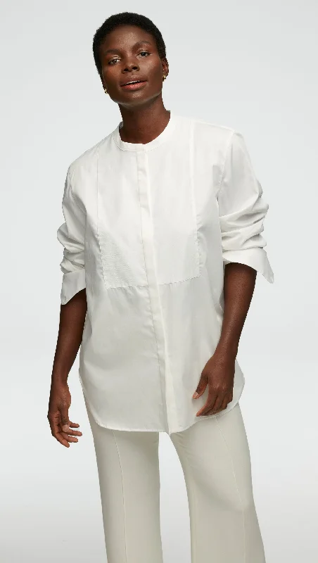 Tuxedo Shirt in Cotton Poplin | White