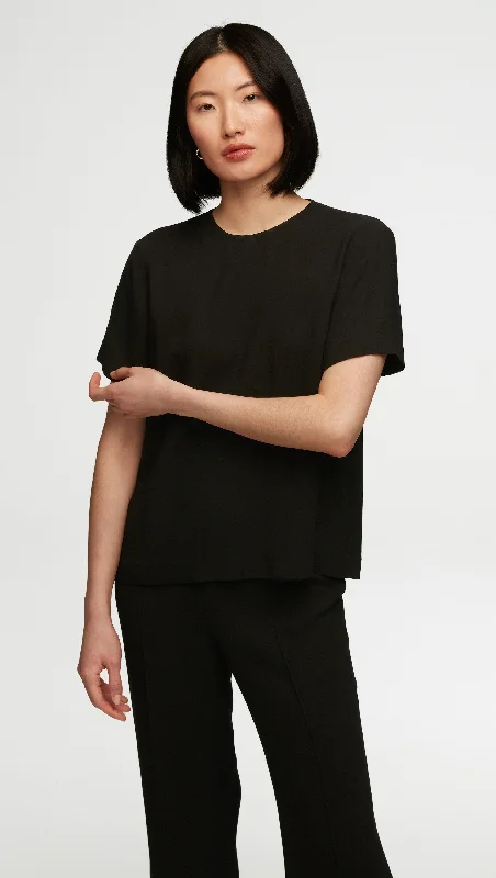 Woven Tee in Viscose Wool Crepe | Black